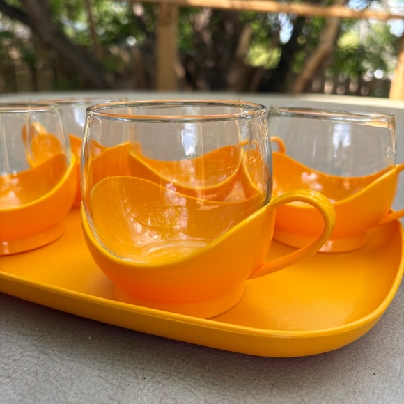 Melitta 5 Orange Glasses & Tray - Picture 2 of 5